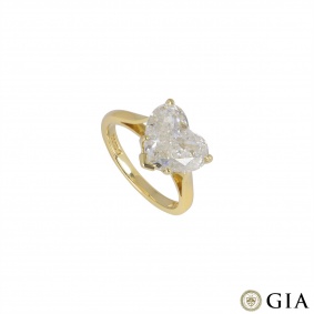 Yellow Gold Heart Cut Diamond Ring 2.83ct L/I2 Yellow Gold Heart Cut Diamond Ring 2.83ct L/I2